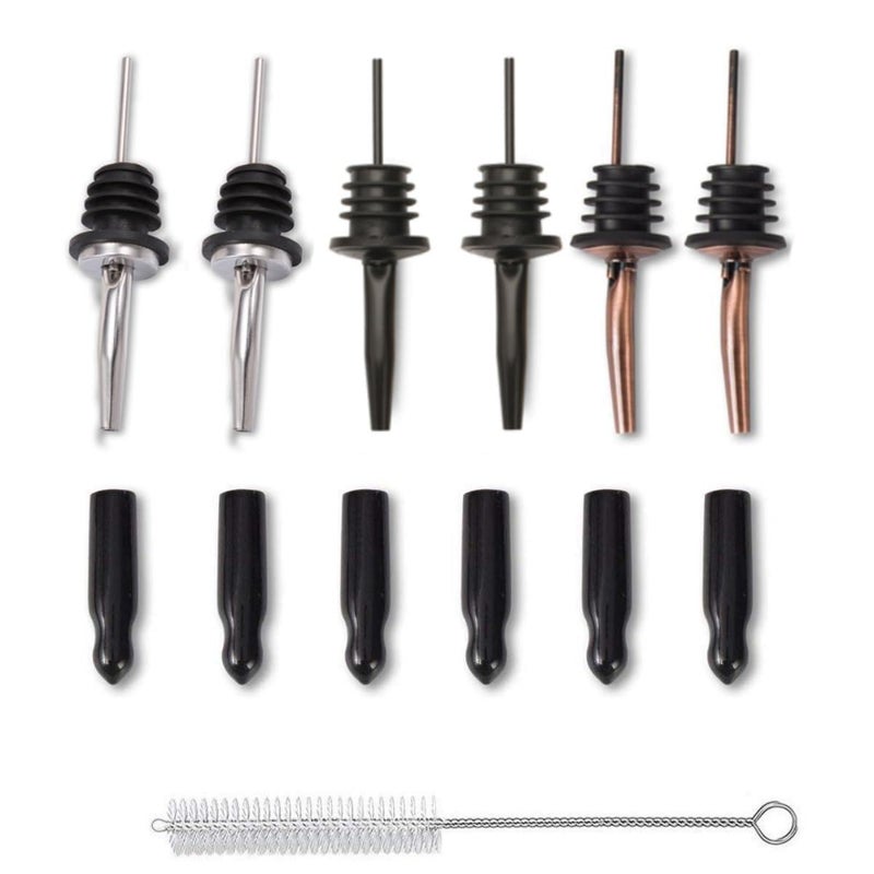 LEGERM Food-Grade Stainless Steel Liquor Pour Spouts with Dust Caps | Leak-Proof Speed Pourer for Liquor & Alcohol Bottles - Brushed Silver, Matte Black, Rose Gold - Image 1